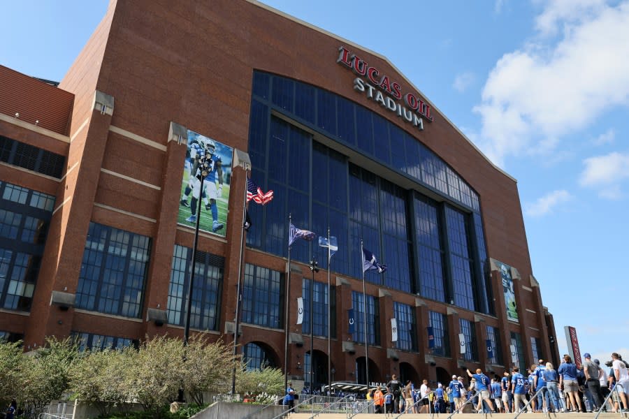 INDIANAPOLIS, INDIANA – SEPTEMBER 10: A general view of Lucas Oil Stadium prior to a game between the Indianapolis Colts and the Jacksonville Jaguarson September 10, 2023 in Indianapolis, Indiana. (Photo by Andy Lyons/Getty Images)