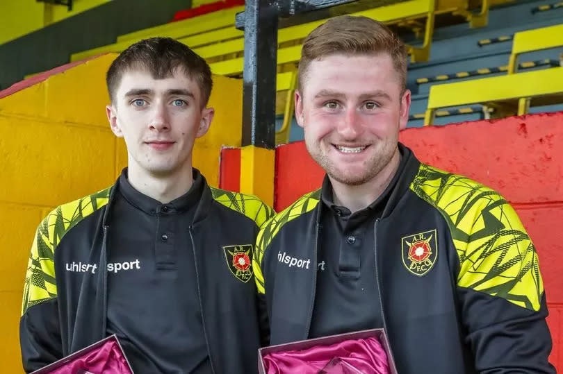 Goalkeeper Ross Connelly (right) was awarded Albion Rovers Supporters' Trust Player of the Year, while Barry Duncan got Goal of the Season