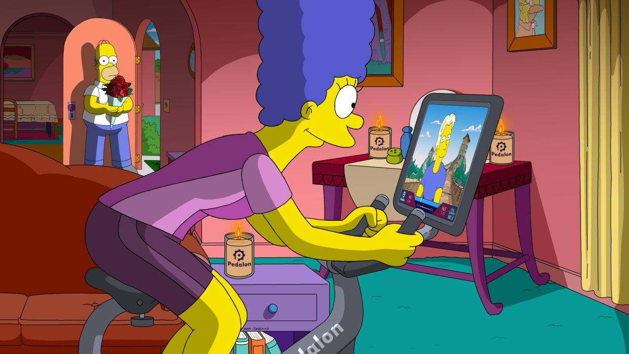 Marge becomes enamored of an exercise bike trainer in the 