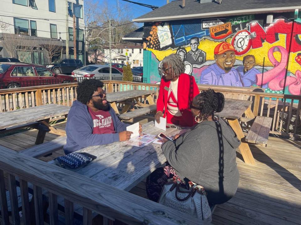 Durham County District Attorney Satana Deberry speaks with supporters in Wilmington, N.C. on Saturday, Feb. 3, 2024. Deberry is running in the Democratic primary for attorney general. Courtesy of Satana Deberry campaign