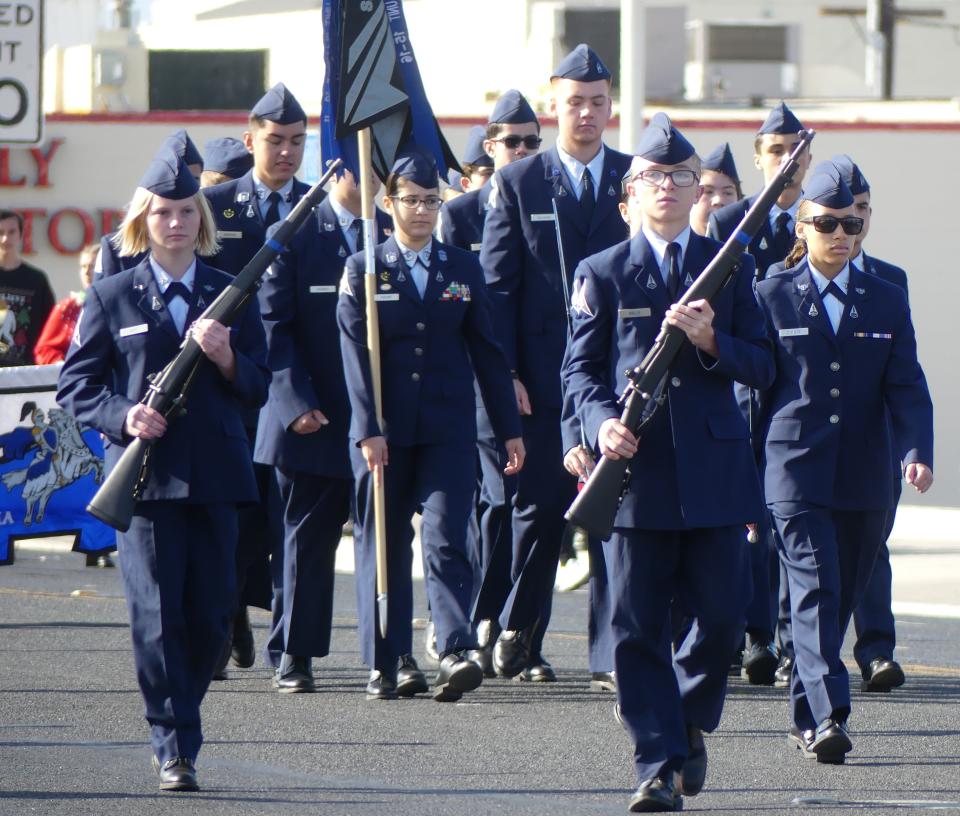 The 75th Annual Victorville Christmas Parade on Saturday included Cadets from the Academy for Academic Excellence Space Force Junior ROTC program.