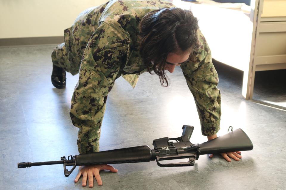 Kayla Romero, 24, of Pensacola, trains at U.S. Navy Officer Candidate School in Newport, Rhode Island.