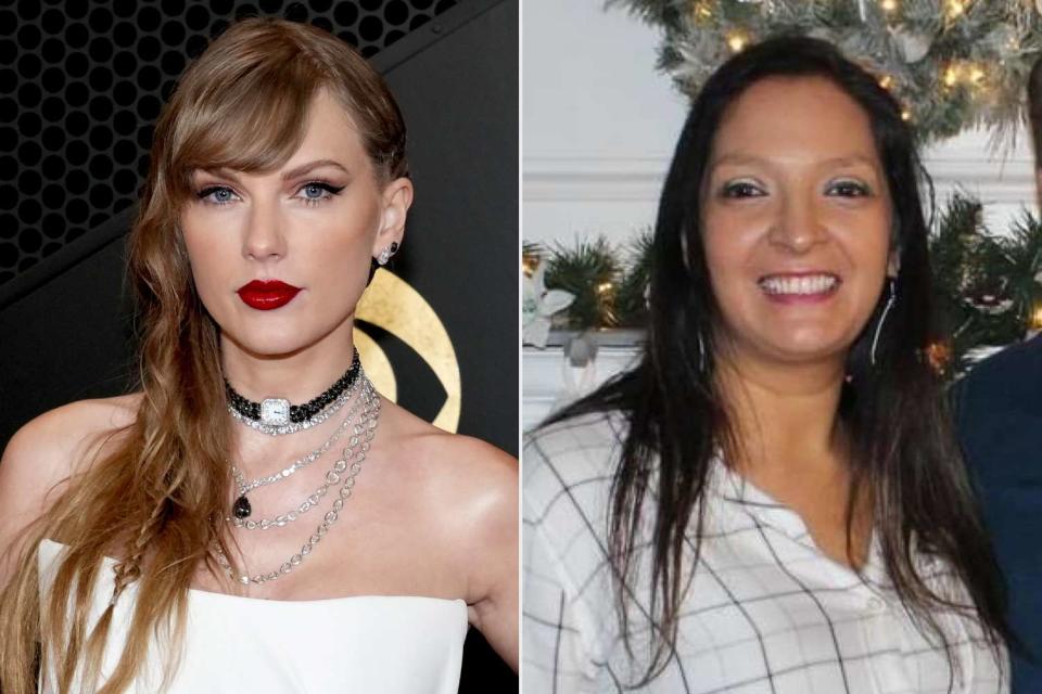 <p>Jeff Kravitz/FilmMagic; Lisa Lopez-Galvan/Facebook</p> Taylor Swift and Lisa Lopez-Galvan