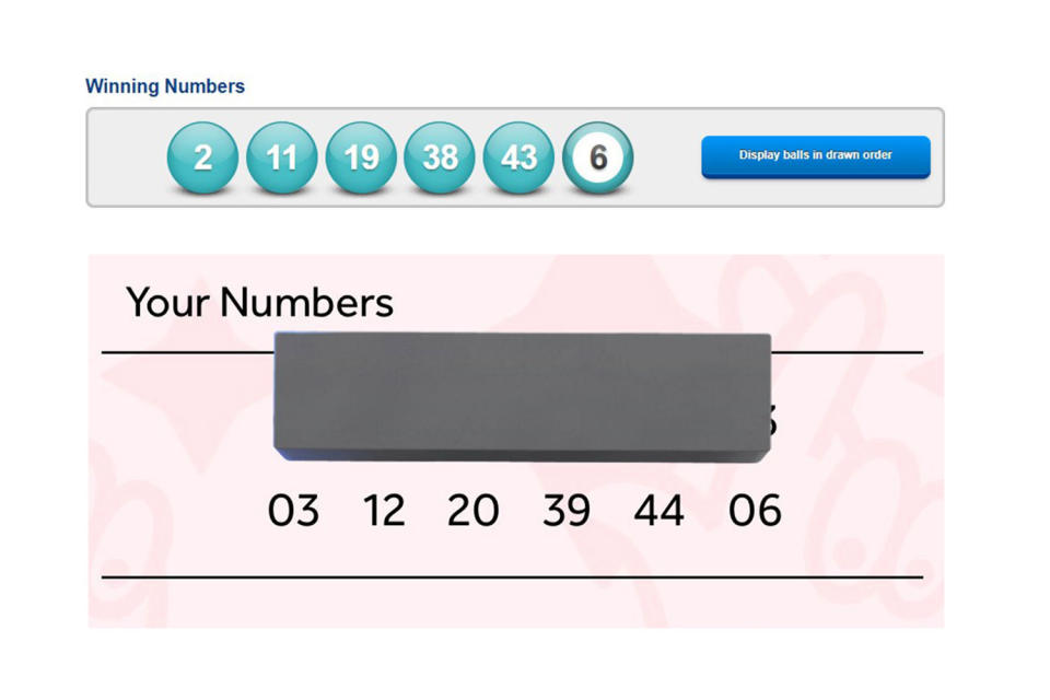 A screenshot of the numbers online.