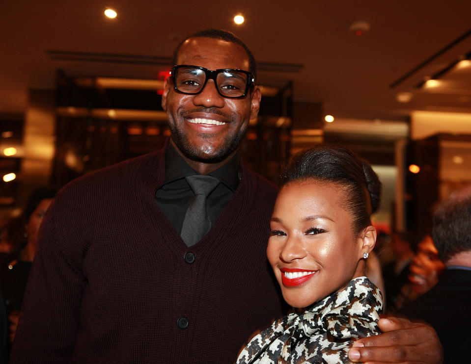 Lebron James and Savannah Brinson attend the Gucci for FFAWN cocktail party at the Gucci Fifth Avenue store in 2009