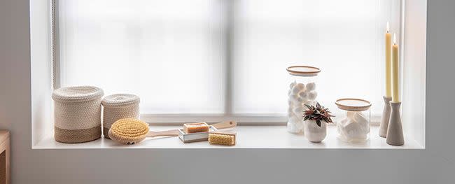 small bathroom styled windowsill