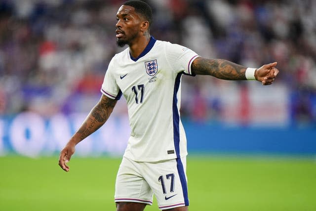 Ivan Toney points during England's win over Slovakia at Euro 2024