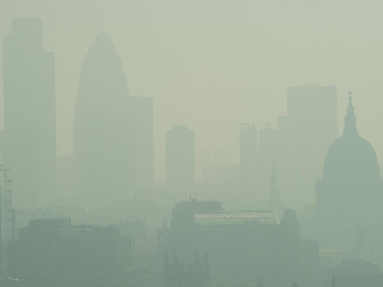 London is barely visible through the smog: Getty
