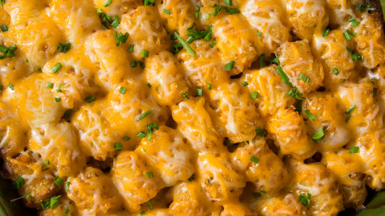 Tater Tot hotdish with cheese