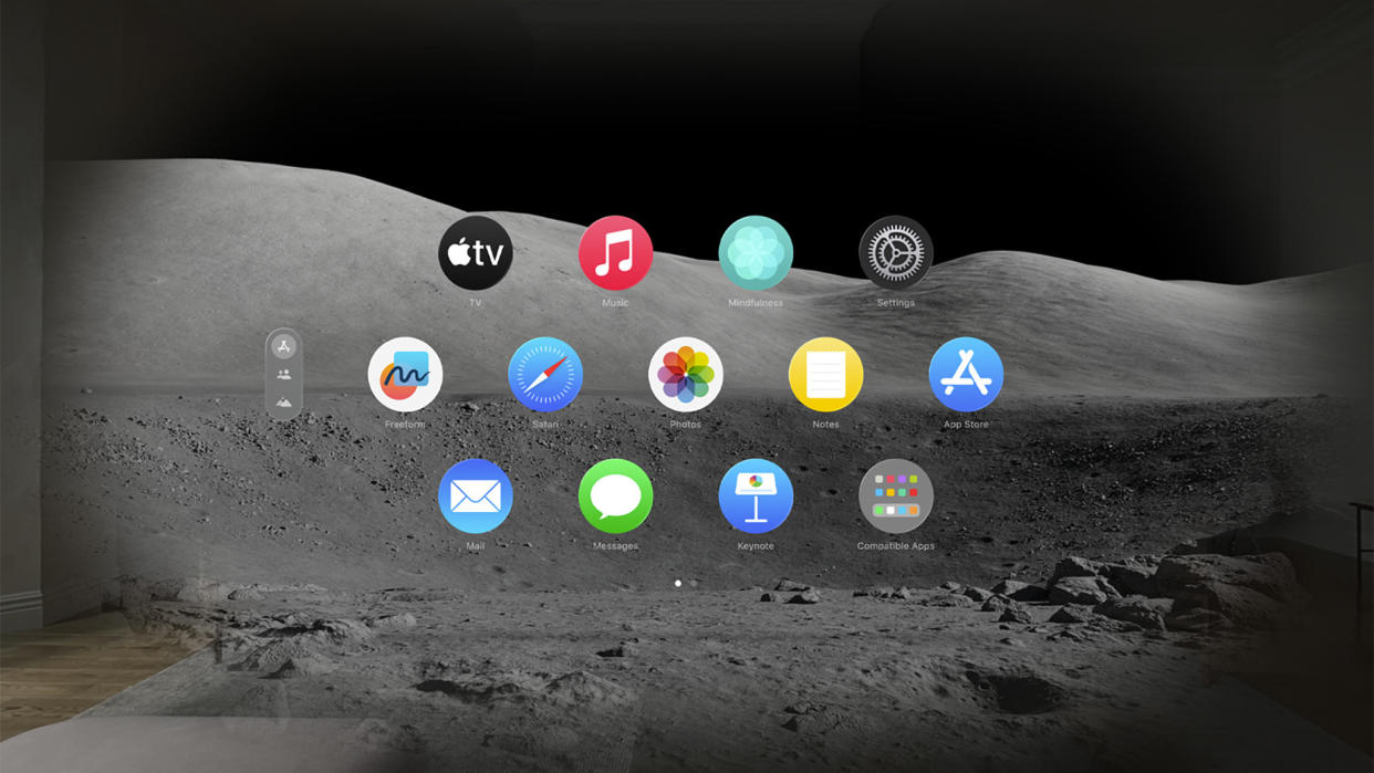  A look at the app launcher on Apple Vision Pro. 