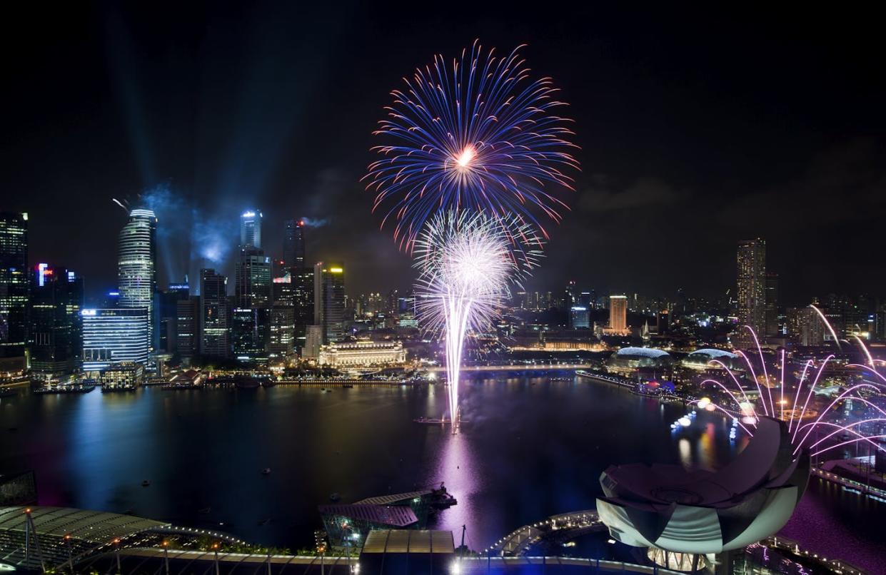 Colors, sparks, booms and whistles all require different pyrotechnic recipes. <a href="https://commons.wikimedia.org/wiki/File:1_singapore_national_day_parade_2011_fireworks.jpg#/media/File:1_singapore_national_day_parade_2011_fireworks.jpg" rel="nofollow noopener" target="_blank" data-ylk="slk:chensiyuan/WikimediaCommons;elm:context_link;itc:0;sec:content-canvas" class="link ">chensiyuan/WikimediaCommons</a>, <a href="http://creativecommons.org/licenses/by-sa/4.0/" rel="nofollow noopener" target="_blank" data-ylk="slk:CC BY-SA;elm:context_link;itc:0;sec:content-canvas" class="link ">CC BY-SA</a>