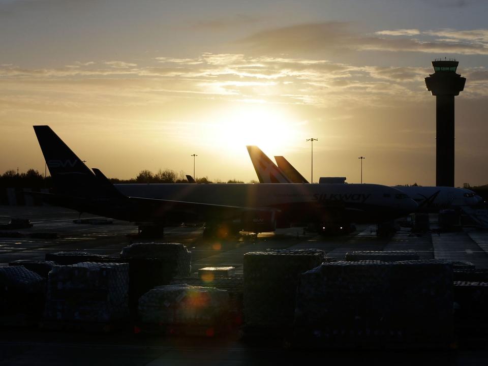 Stansted Airport, where protesters surrounded a plane (Getty)