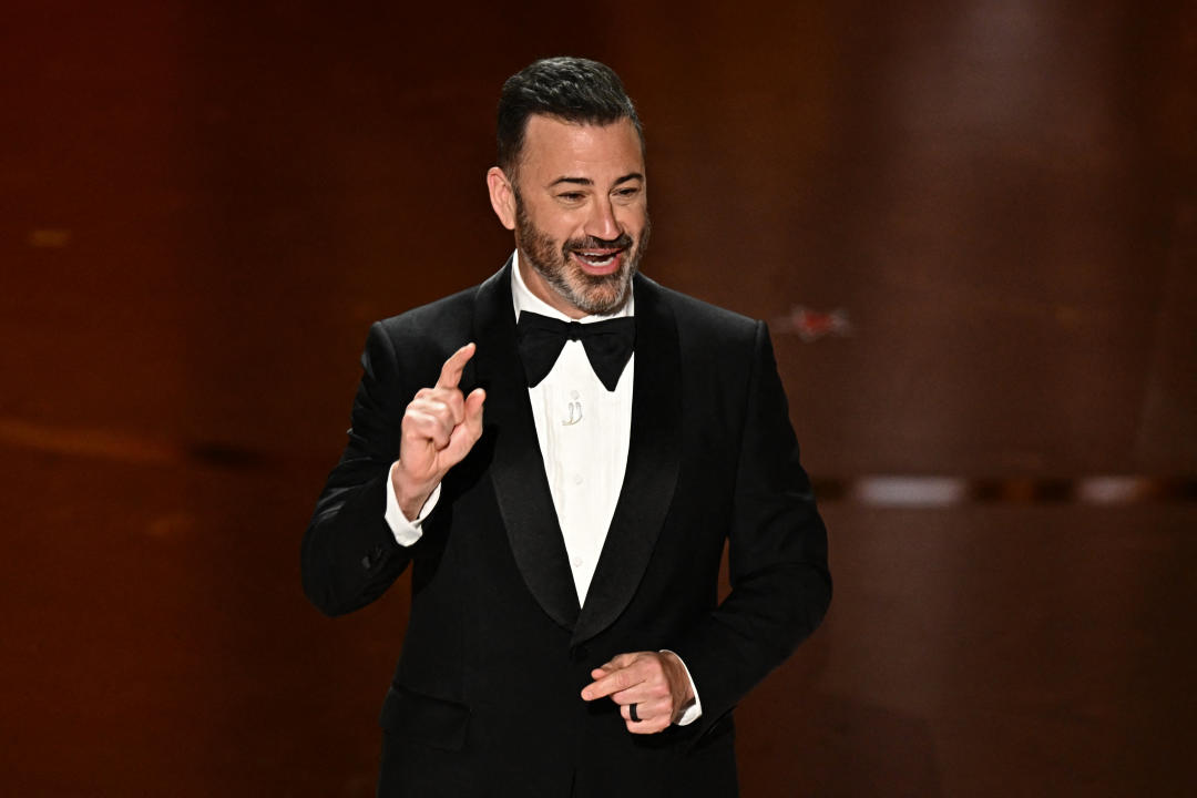 TV host Jimmy Kimmel speaks onstage during the 96th Annual Academy Awards at the Dolby Theatre in Hollywood, California on March 10, 2024. (Photo by Patrick T. Fallon / AFP) (Photo by PATRICK T. FALLON/AFP via Getty Images)