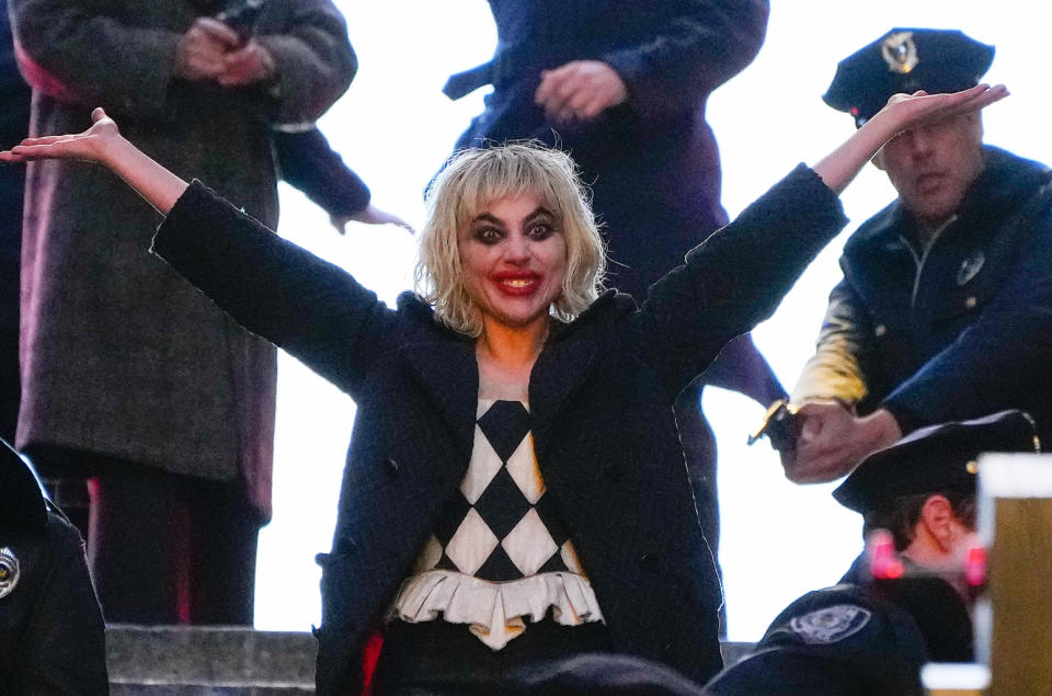Lady Gaga is seen filming on location for ‘Joker: Folie a Deux’ on April 2, 2023, in New York City.