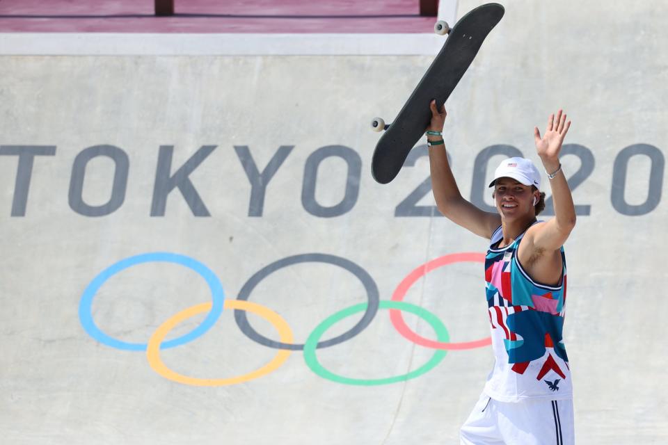 Stoked | USA’s Jagger Eaton waves to the photographers in Tokyo (REUTERS)