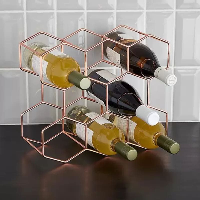 8-Bottle Rose Gold Wine Rack