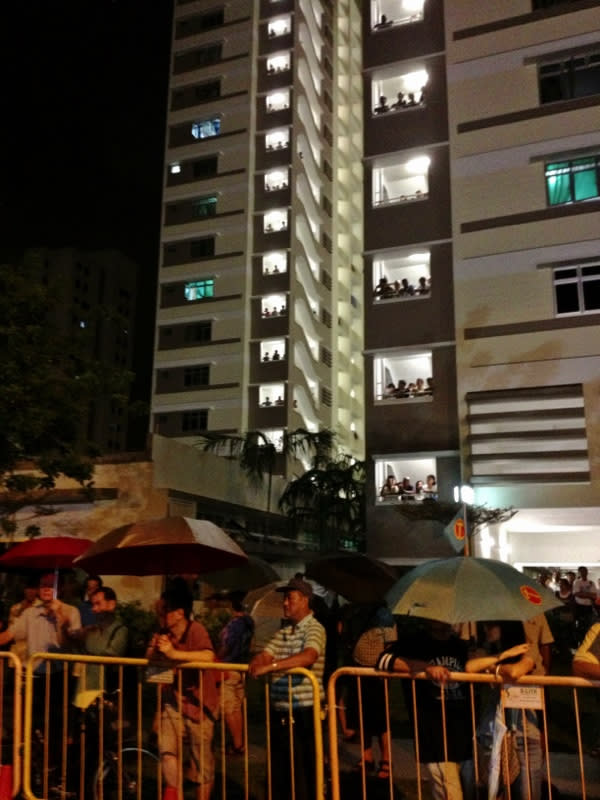 Over 5,000 came to hear the WP rally and they spilled onto the roads and HDB balconies.