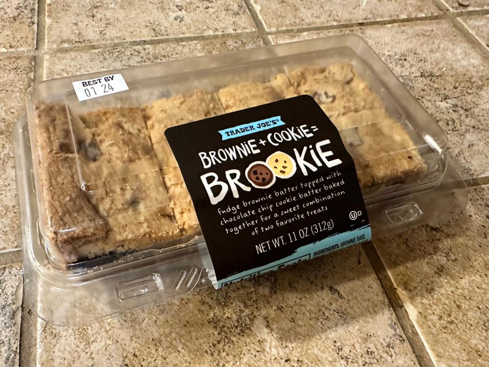 Trader Joe's brookie in a plastic container