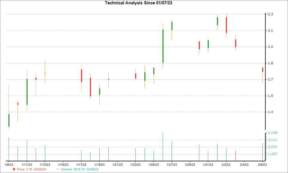 1-month candlestick chart for LU