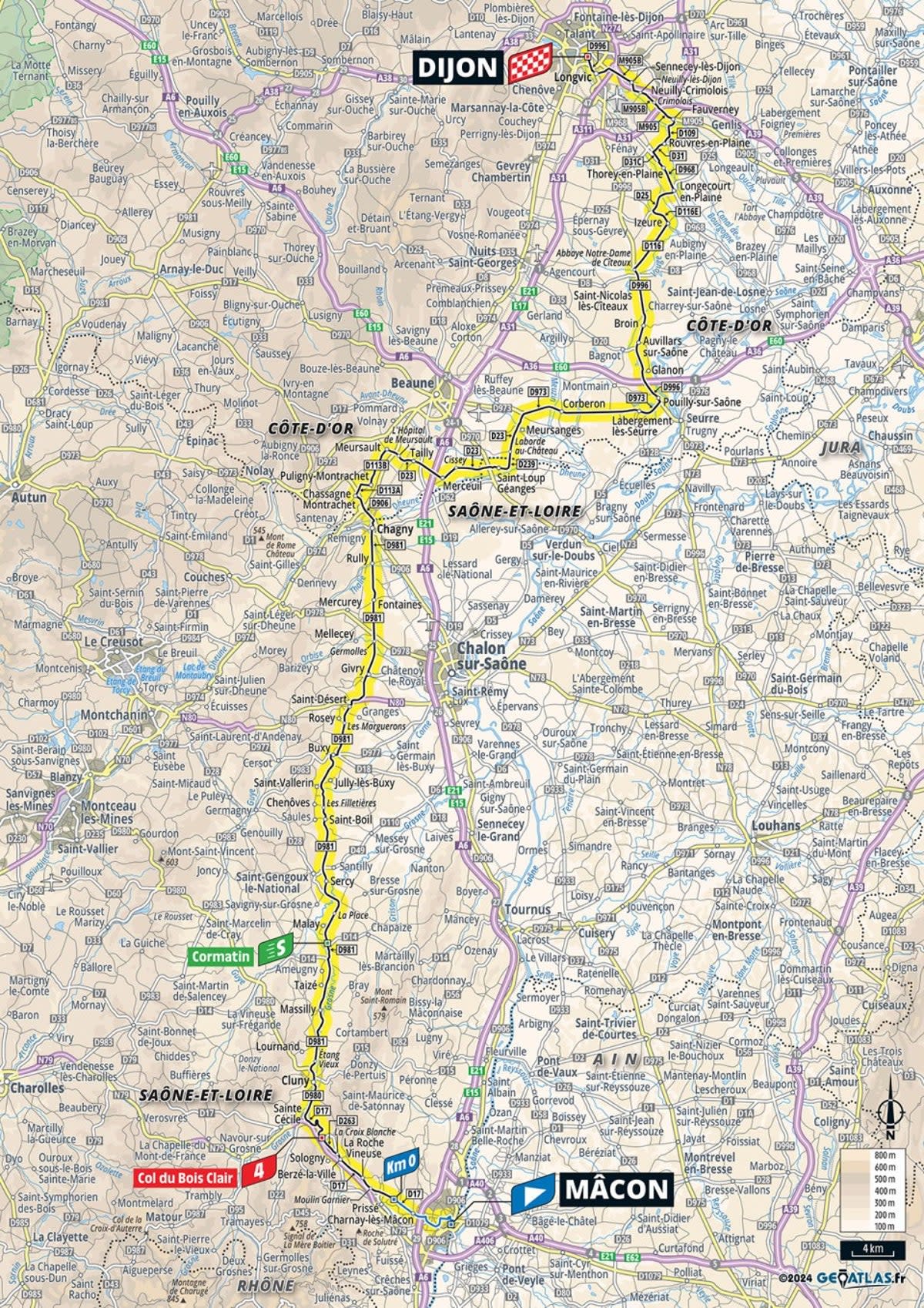 Stage 6 of the Tour de France will be held between Macon and Dijon  (Letour)