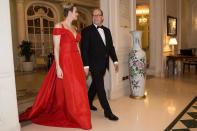 <p>The former Olympic swimmer fit right in with some of the world's best-known athletes at the Laureus Awards, but her off-the-shoulder gown by Caroline Herrara accessorized with diamond drop earrings provided the winning edge. </p>