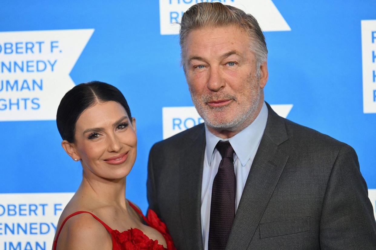 Hilaria Baldwin and Alec Baldwin arrive at the 2022 Robert F. Kennedy Human Rights Ripple of Hope Award Gala at the Hilton Midtown in New York on December 6, 2022.
