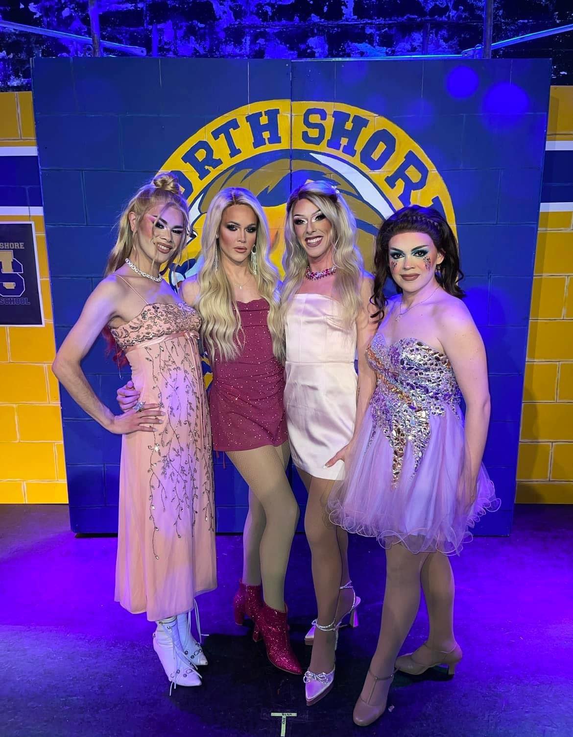 From left to right, Tristyn St. Clair, Blair St. Clair, Vera Vanderwoude St. Clair and Kitt St. Clair are photographed after an Indy Drag Theatre performance of Mean Girls.
