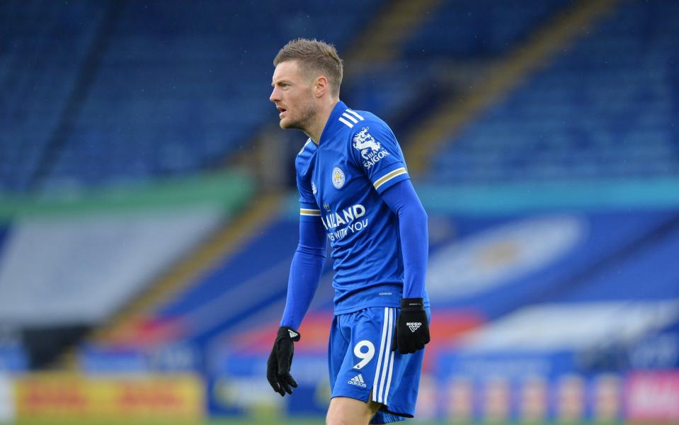 Jamie Vardy of Leicester City during the Premier League match between Leicester City and Sheffield United at The King Power Stadium on March 14, 2021 in Leicester, United Kingdom. - GETTY IMAGES