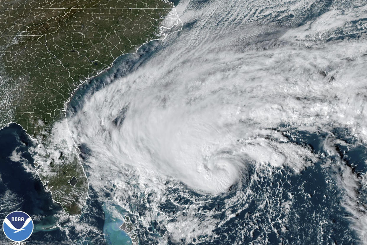 Tropical Storm Nicole seen approaching the northwestern Bahamas and Florida’s Atlantic coastline. (NOAA via AP)