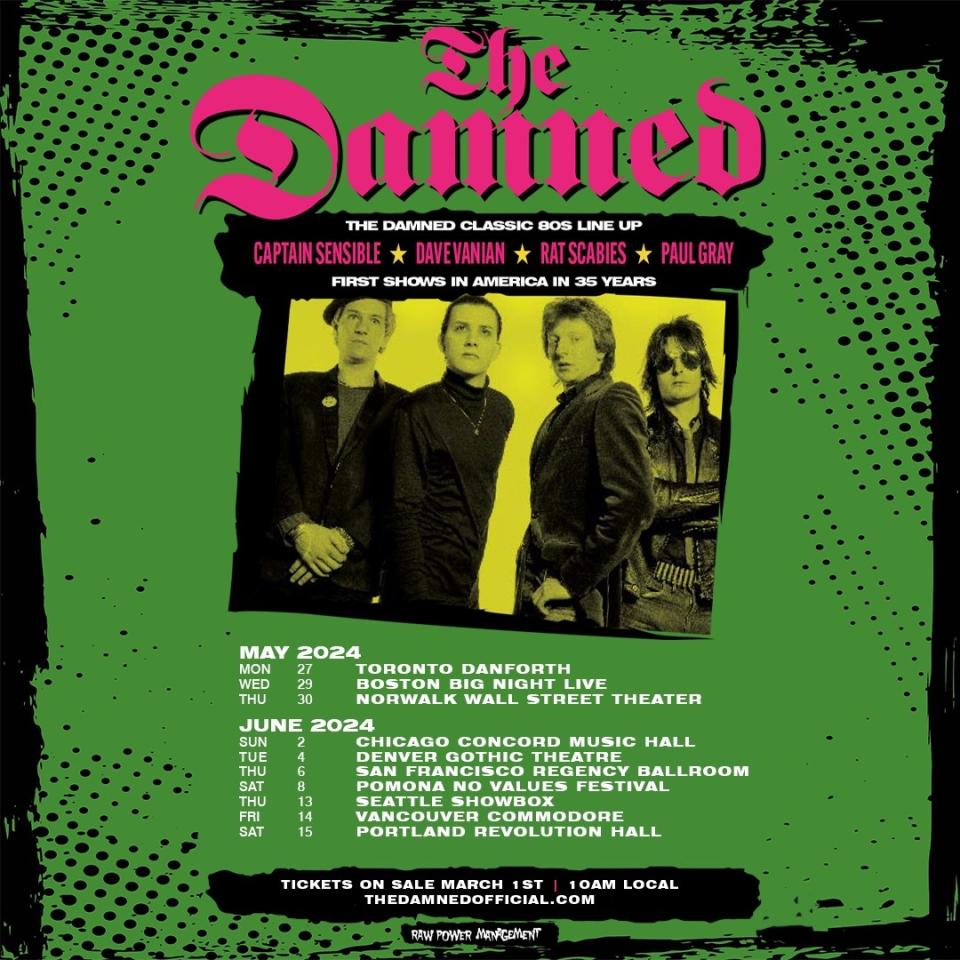 The Damned 2024 tour poster