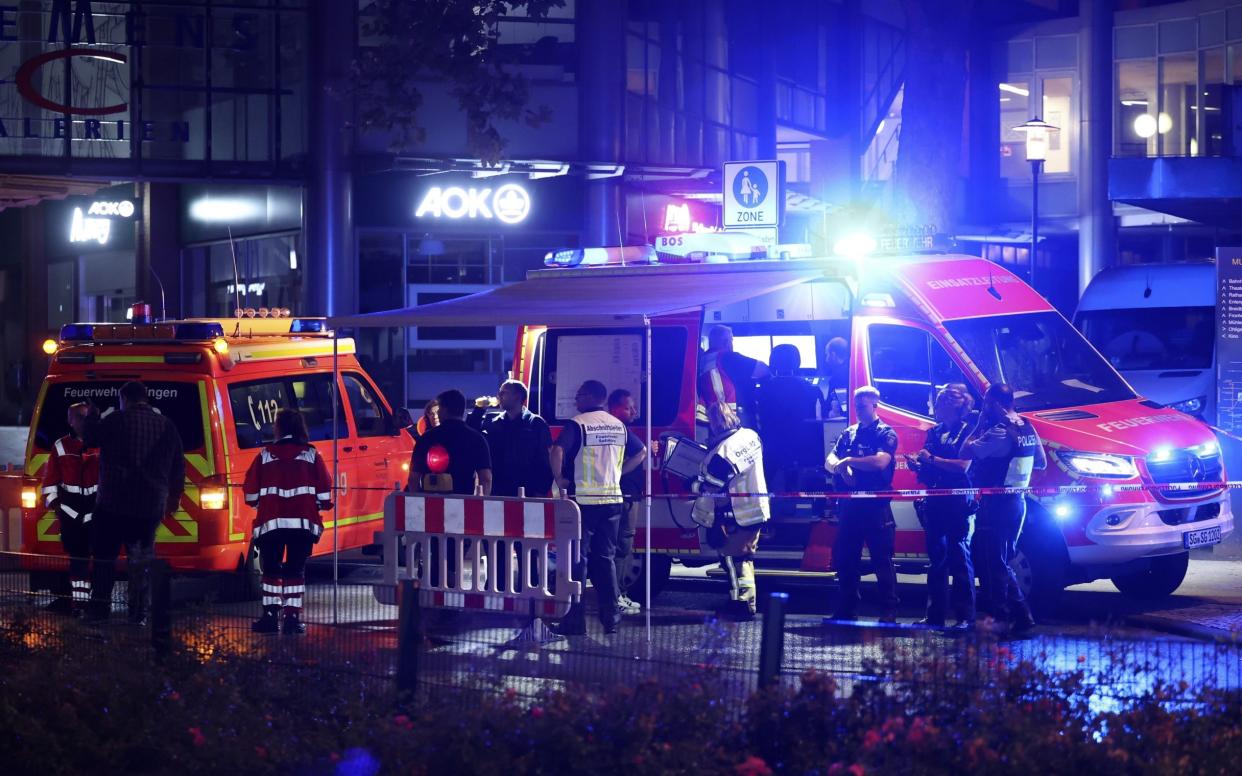 Emergency services at work following the knife attack at the festival in Solingen