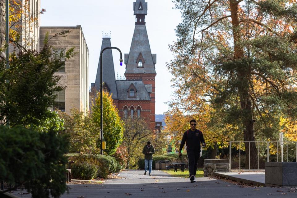 The group claims there is evidence that Cornell used DEI statements to reject 21% of applicants in a science department. Photo by Matt Burkhartt/Getty Images