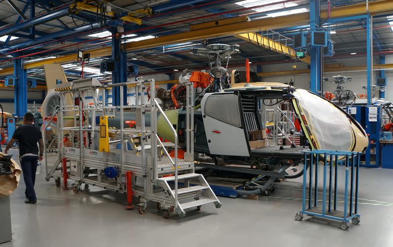 Helicopters being assembled at Airbus Helicopters plant in Marignane