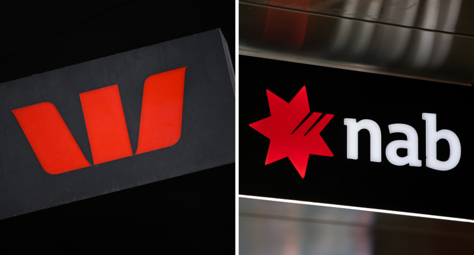 Westpac and NAB bank signs.