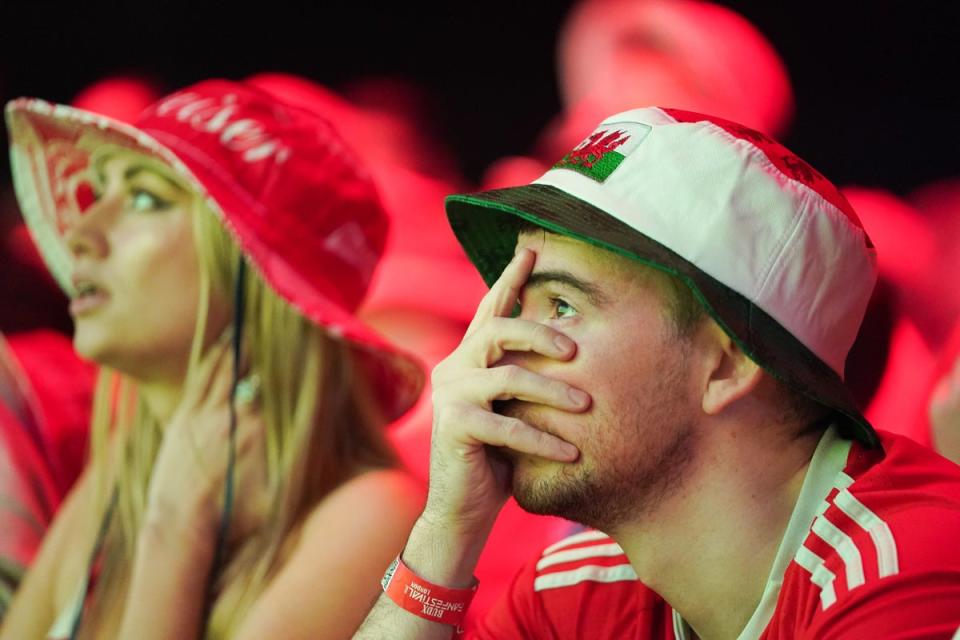 A dejected Wales fan at the Budweiser Fan Festival London at Outernet (PA)