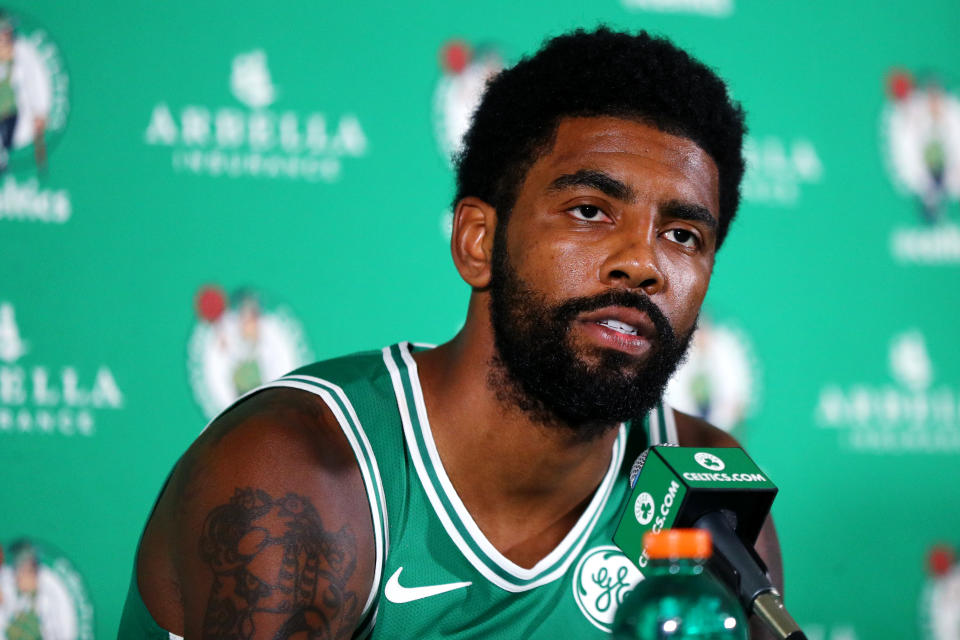 Celtics star Kyrie Irving apologized on Monday for spreading his flat-Earth theory. (Getty Images)