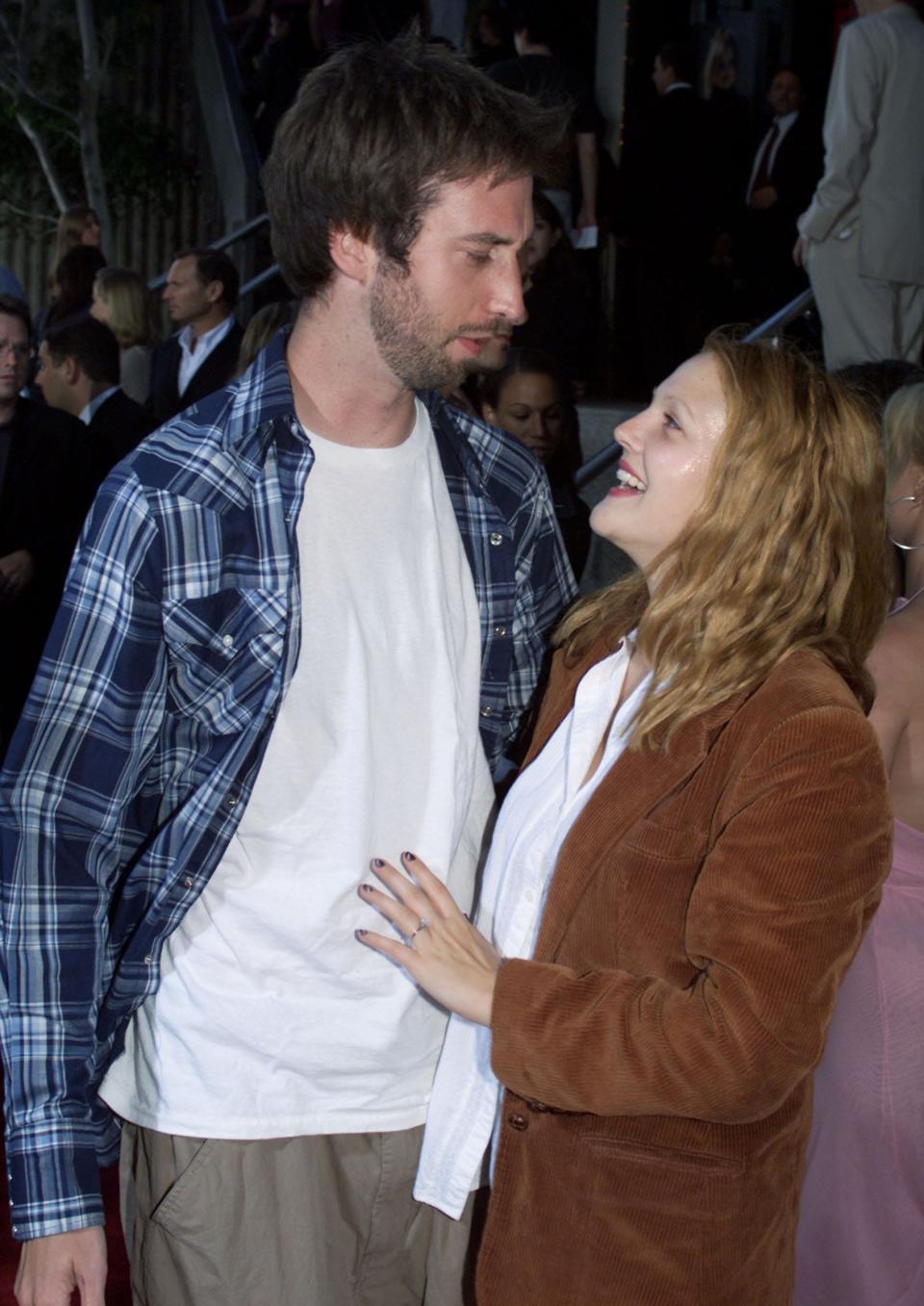 Tom Green and Drew Barrymore at the premiere of "Loser" at the Avco Theater in Los Angeles.