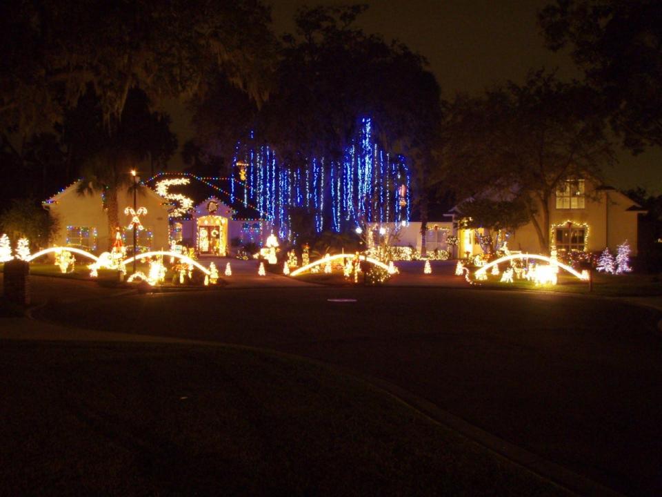 The Leibecki family plays Christmas music nightly for people who come to visit their Atlantic Beach holiday light display.