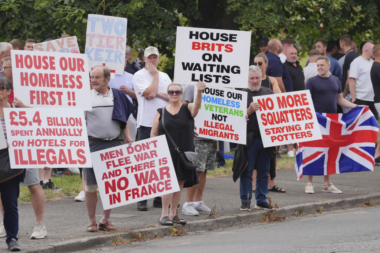 People protest outside Potters International Hotel  