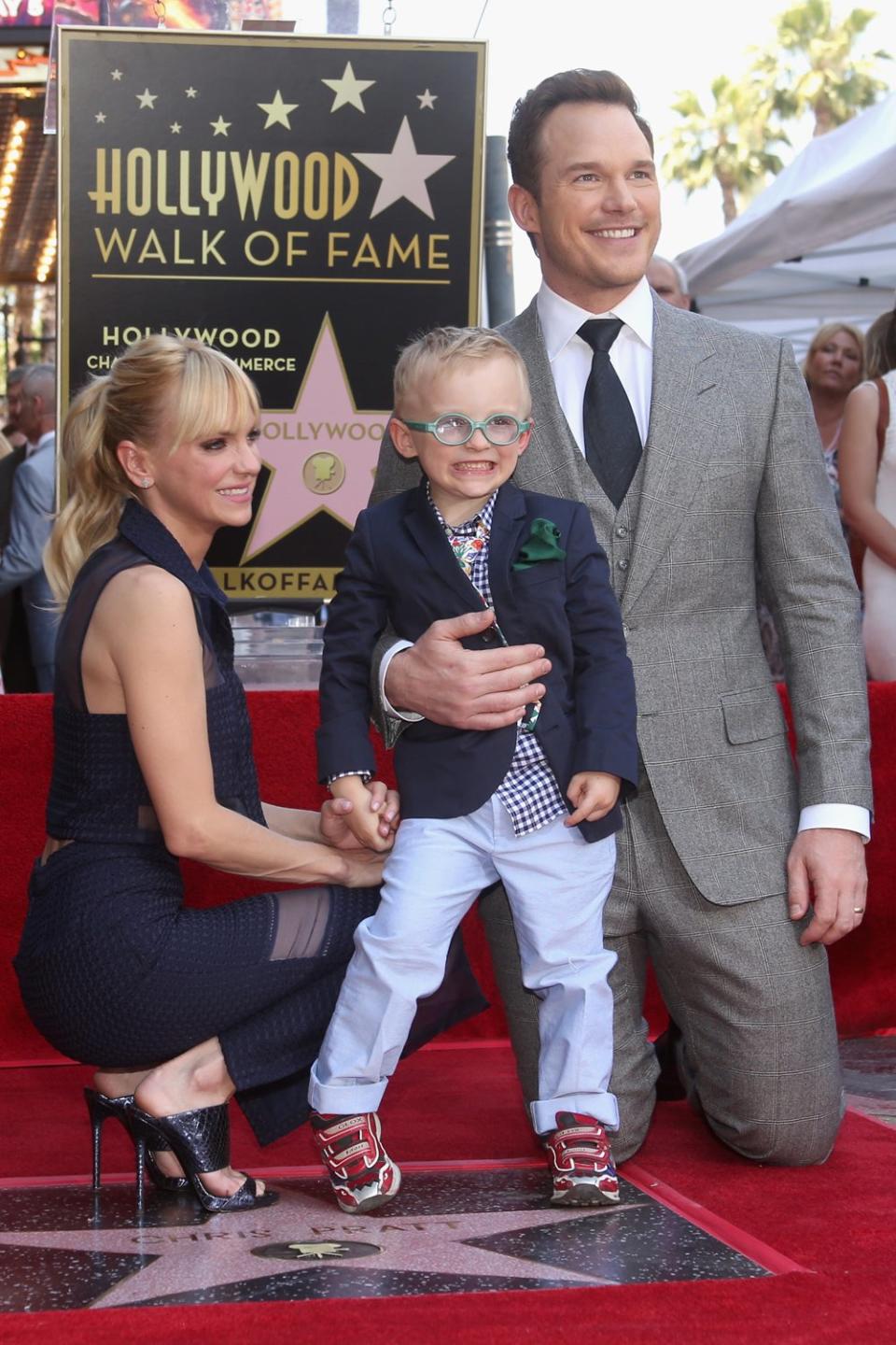 Family: Anna Faris with ex-Chris Pratt and their son Jack (Jesse Grant/Getty)