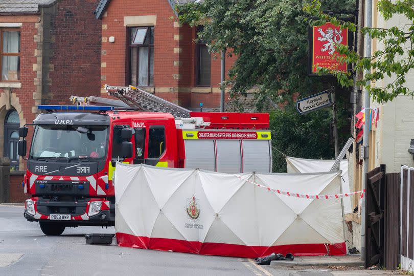 The scene in York Street, Heywood, after the crash