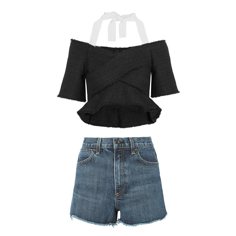 Elegant Crop Top + High-Waisted Shorts