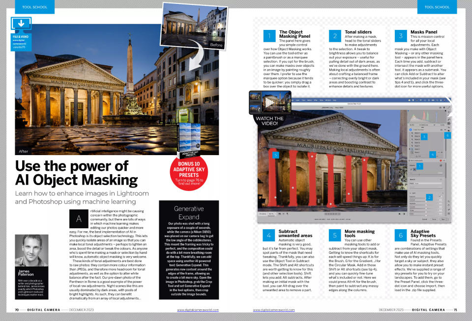 Image of opening spread of tool school article in Digital Camera magazine issue 275