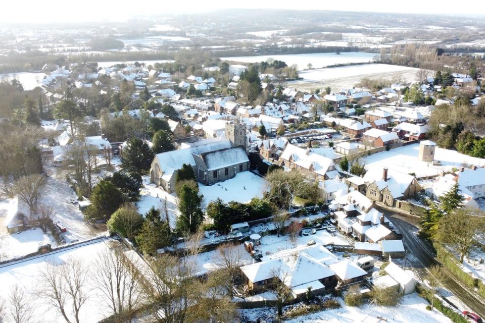 Snow blanketing the village of Wrotham in Kent (PA)