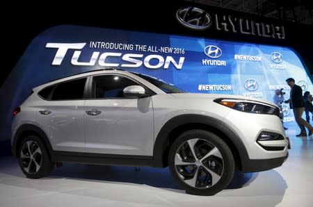 The new 2016 Hyundai Tucson is unveiled at the New York International Auto Show in New York