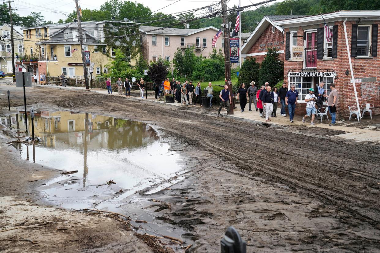 The East Coast of the US were experiencing heavy rain including New York (Copyright 2023 The Associated Press. All rights reserved.)