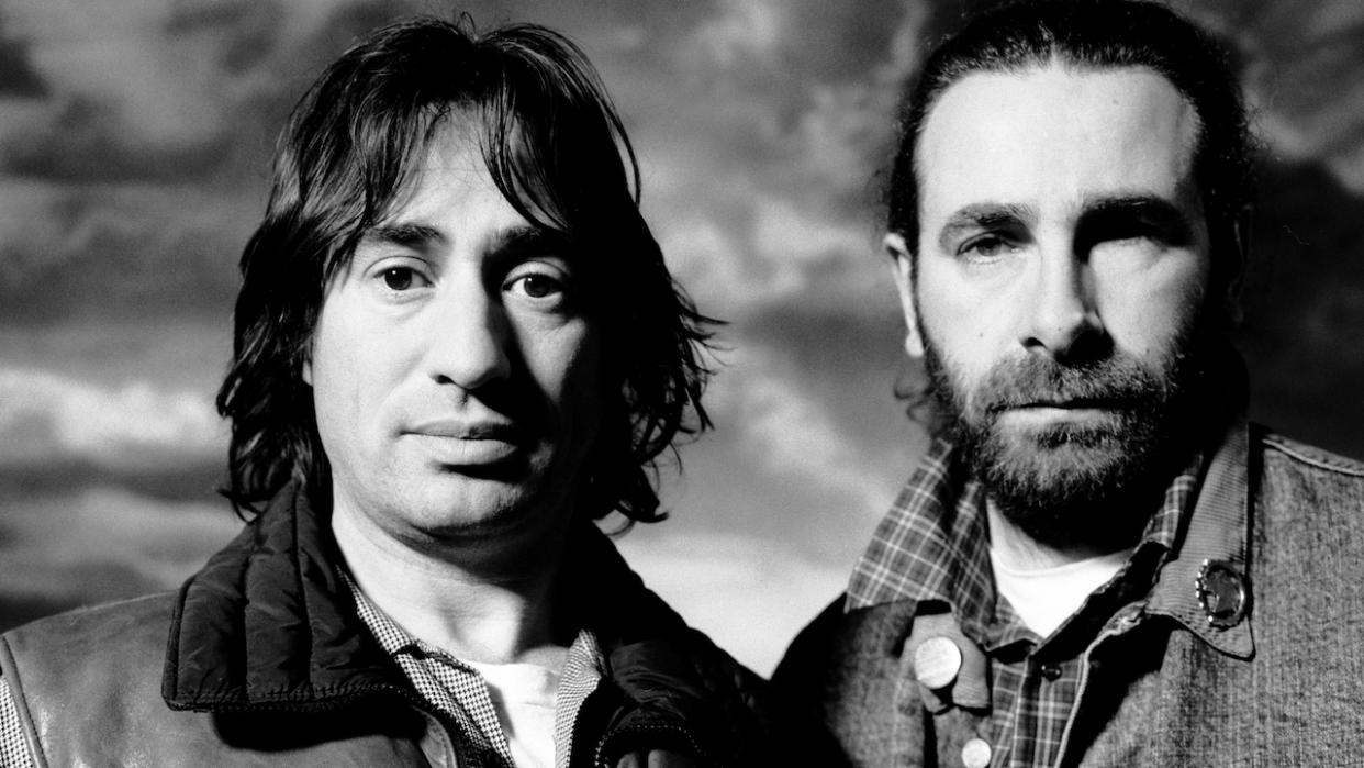  Kevin Godley (right) and Lol Creme of British rock duo Godley & Creme, photographed on 23rd November, 1987. 