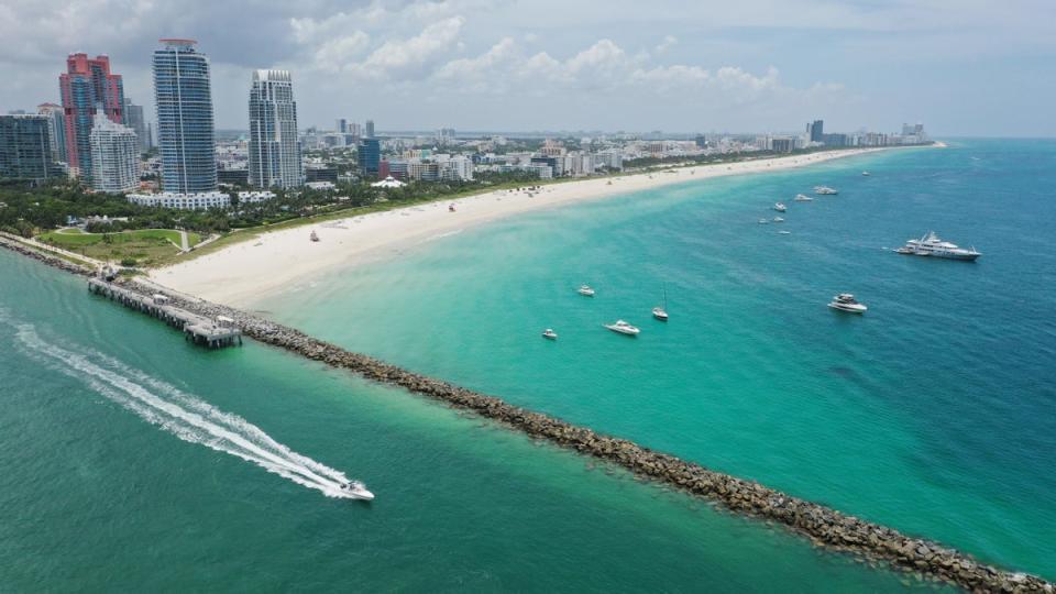 Boats are anchored off the South Beach neighborhood of Miami Beach (Getty Images)