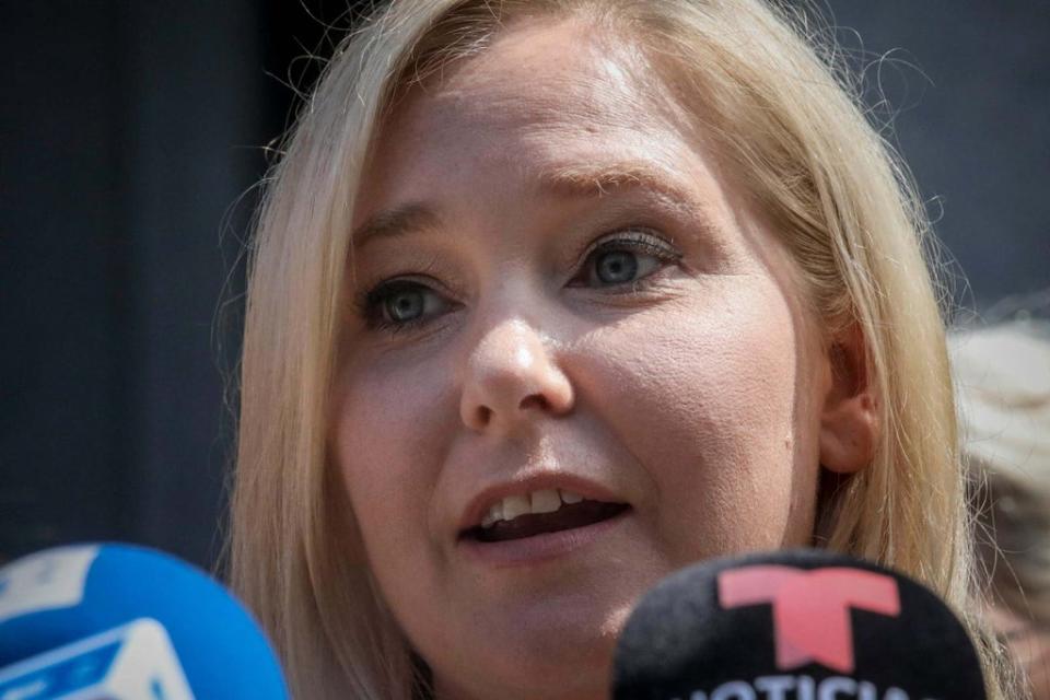 Virginia Roberts Giuffre speaks during a press conference outside a Manhattan court (AP)