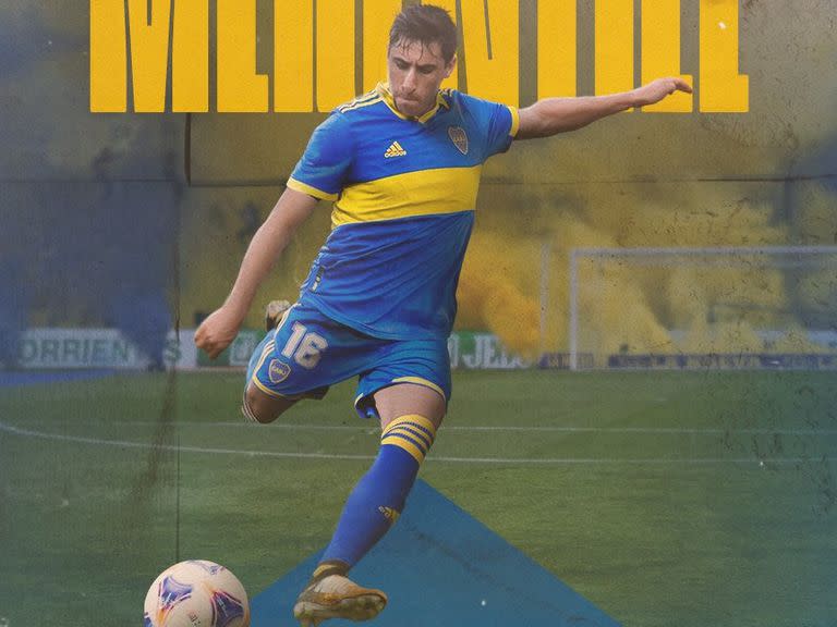 La cuenta oficial de Boca le dio la bienvenida al jugador con un fotomontaje que lo une a la mítica Bombonera